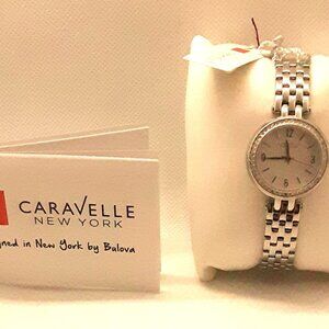 New silver tone watch with crystals